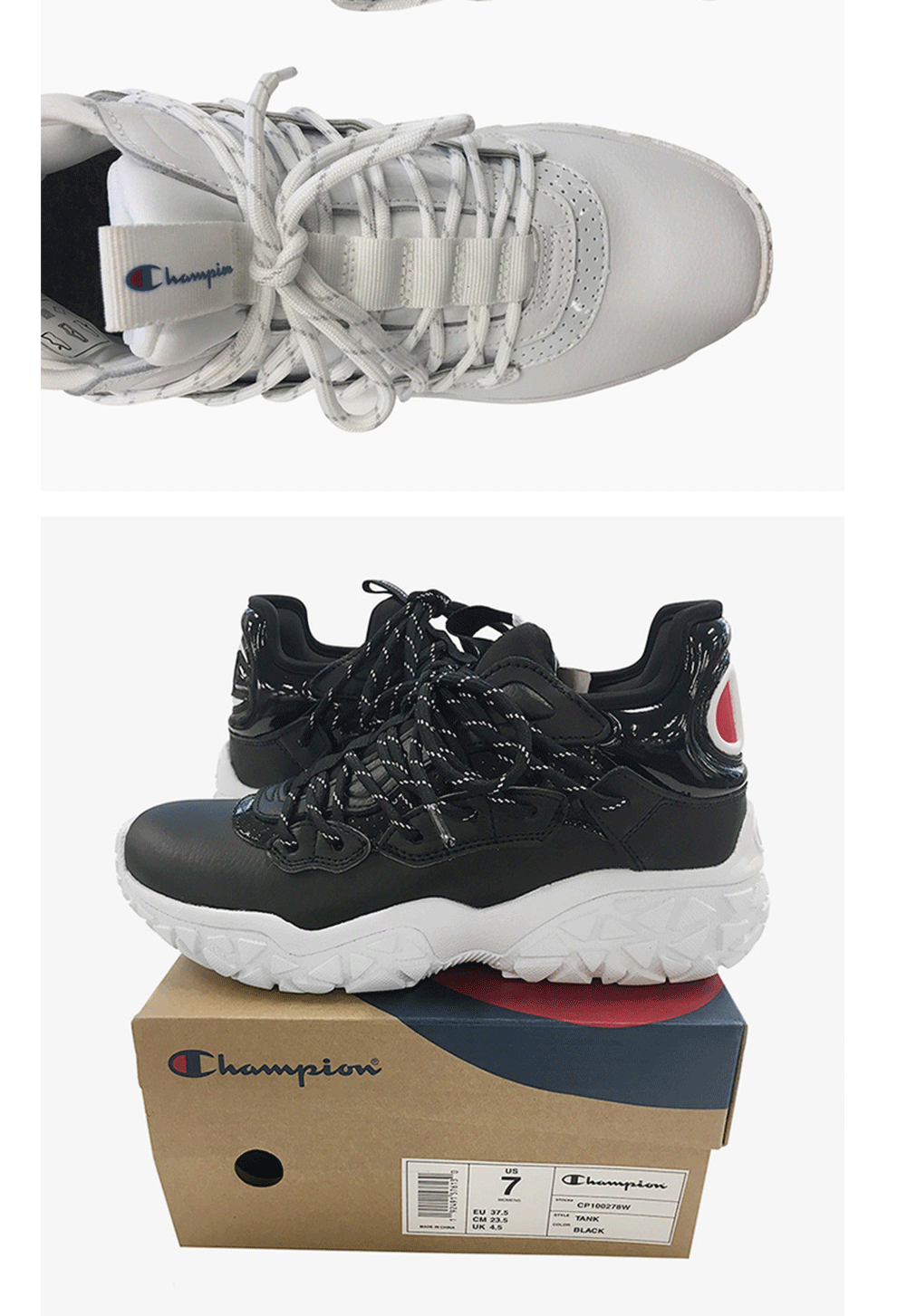 champion冠军女士新款厚底纯色拼接休闲运动鞋小白鞋白色美码05