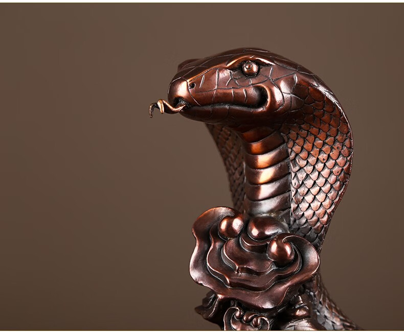 唐偆居 纯铜生肖蛇摆件家居办公室眼镜蛇摆设铜蛇工艺品蛇摆件生日