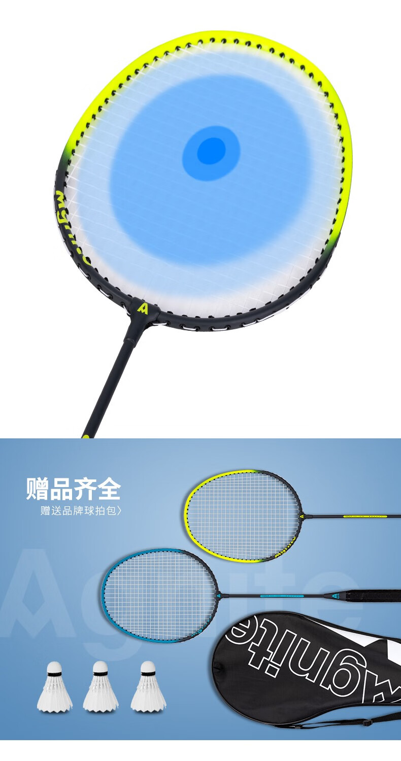 安格耐特agnite羽毛球拍铁铝拍杆家庭娱乐球拍青少年健身训练成人羽毛