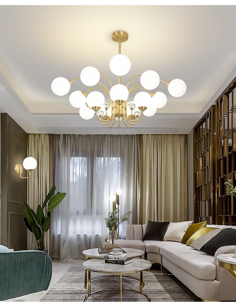 影格吊灯led灯具现代简约客厅灯全铜吊灯北欧餐厅吊灯后现代轻奢分子
