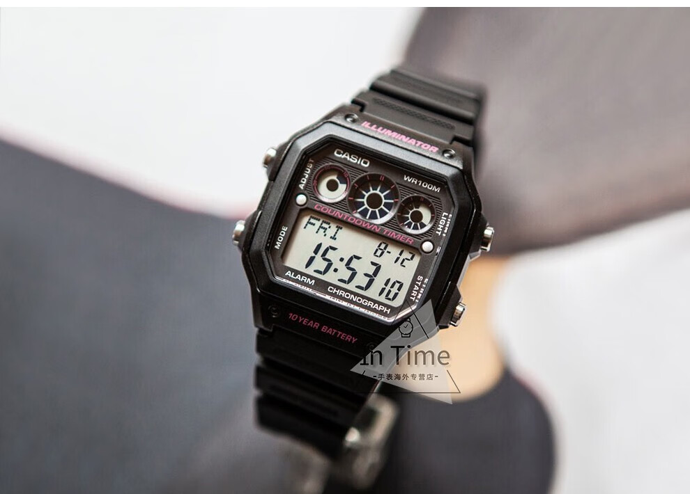 卡西欧小方块ins复古数显小金表金属防水男表 ae-1500wh-1a【图片