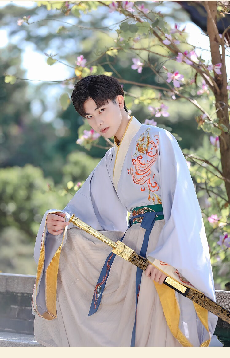 汉服男古装成人书生公子帅气武侠风广袖长袍传统学生日常大码演出服