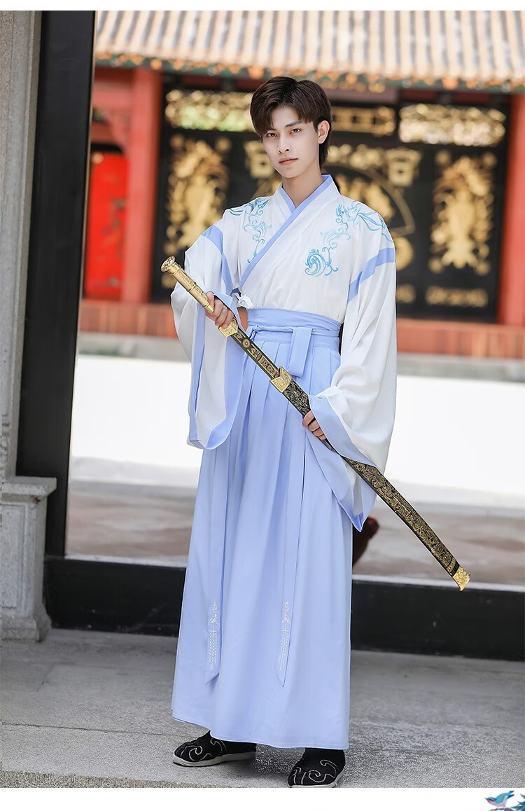 汉服男公子古装传统装大氅日常休闲侠客毕业表演龙纹交领襦裙大袖衫