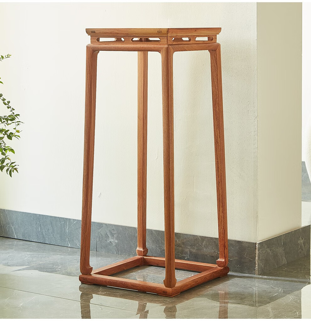 颐和盛世红木家具缅甸花梨学名大果紫檀实木花架落地客厅明式花几花瓶