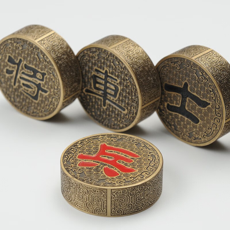 全实心黄铜象棋送礼盒中国象棋折叠复古棋盘大号礼品套装 50mm双龙戏