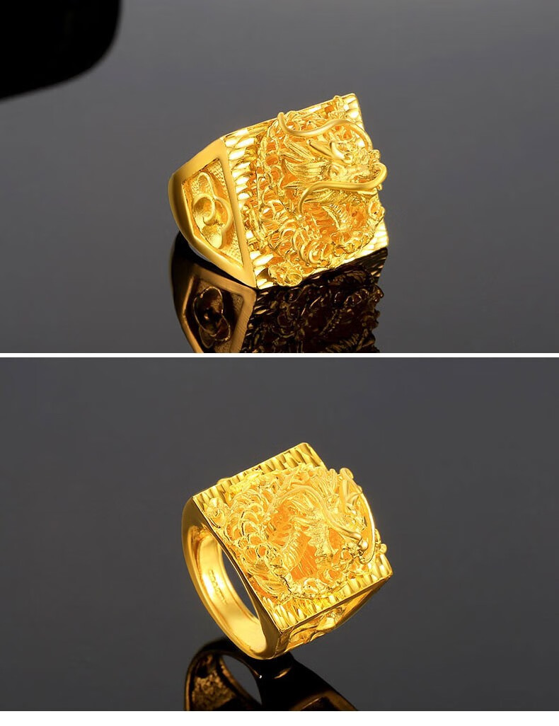 金太妃珠宝黄金戒指男士款足金霸气龙头戒足金999活口可调节男戒送