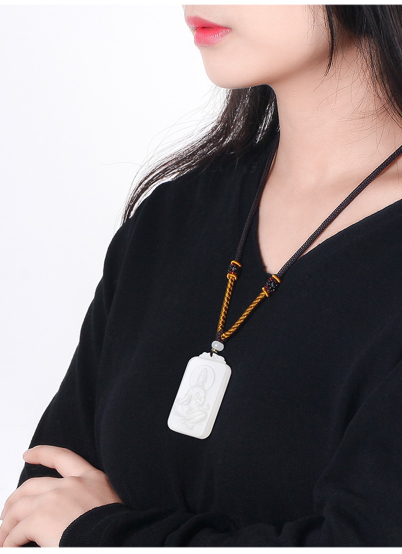 玉等我和田玉吊坠羊脂玉赐福玉观音吊坠玉牌男女款带证书