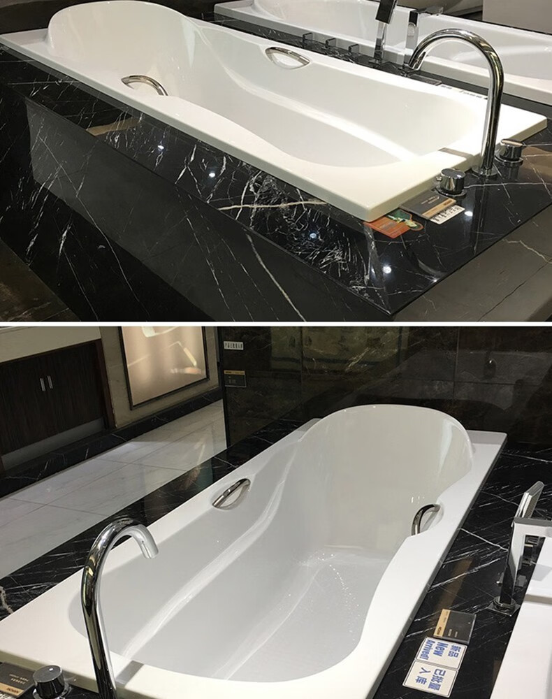 高端升级款带扶手防滑亚克力小户型泡澡浴池 嵌入式浴缸不含下水器1