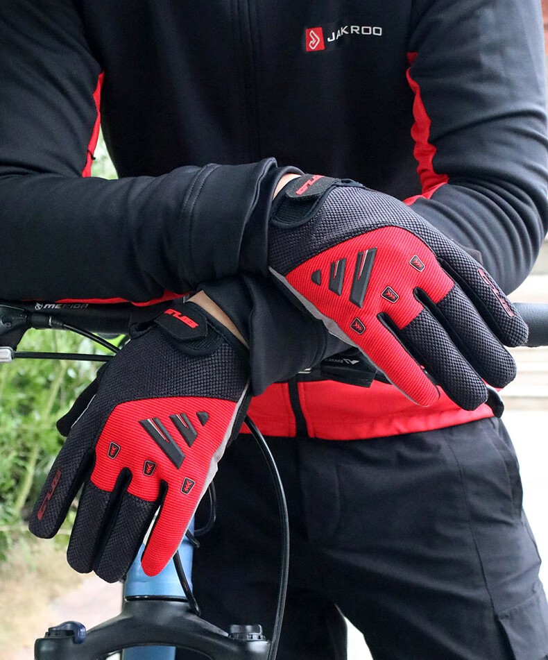 gub触屏骑行手套全指春秋季长指山地自行车公路单车男女通用s029红色m