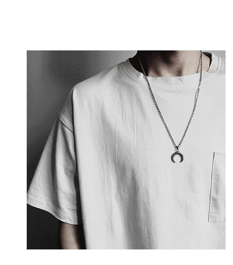自由说钛钢项链男潮韩版ins嘻哈月牙吊坠潮牌百搭小众设计学生锁骨链