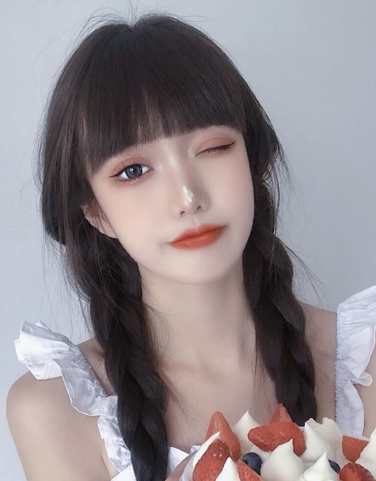 albert withman假发女长发麻花辫空气刘海头套可爱双马尾自然逼真长