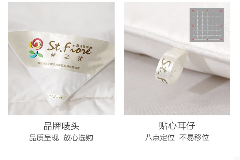 88570-富安娜家纺 进口羊毛被子冬天被芯羊毛保暖混合被单人双人被褥 (圣之花)澳洲羊毛冬厚被 1.5m床适用(203*229cm)-详情图