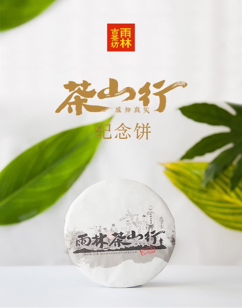 雨林古树茶普洱茶2015年茶山行纪念生饼357g