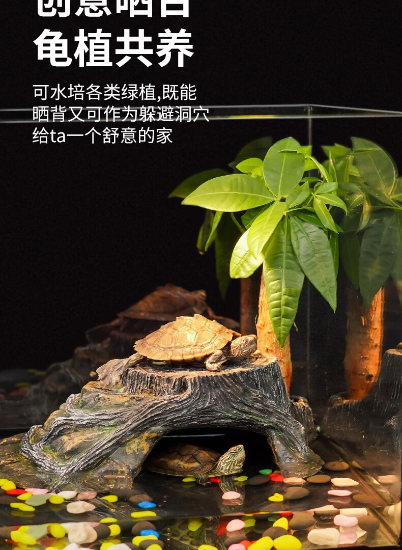 宠尚天乌龟缸生态别墅造景大型饲养箱养龟专用玻璃小鱼缸带晒台小号