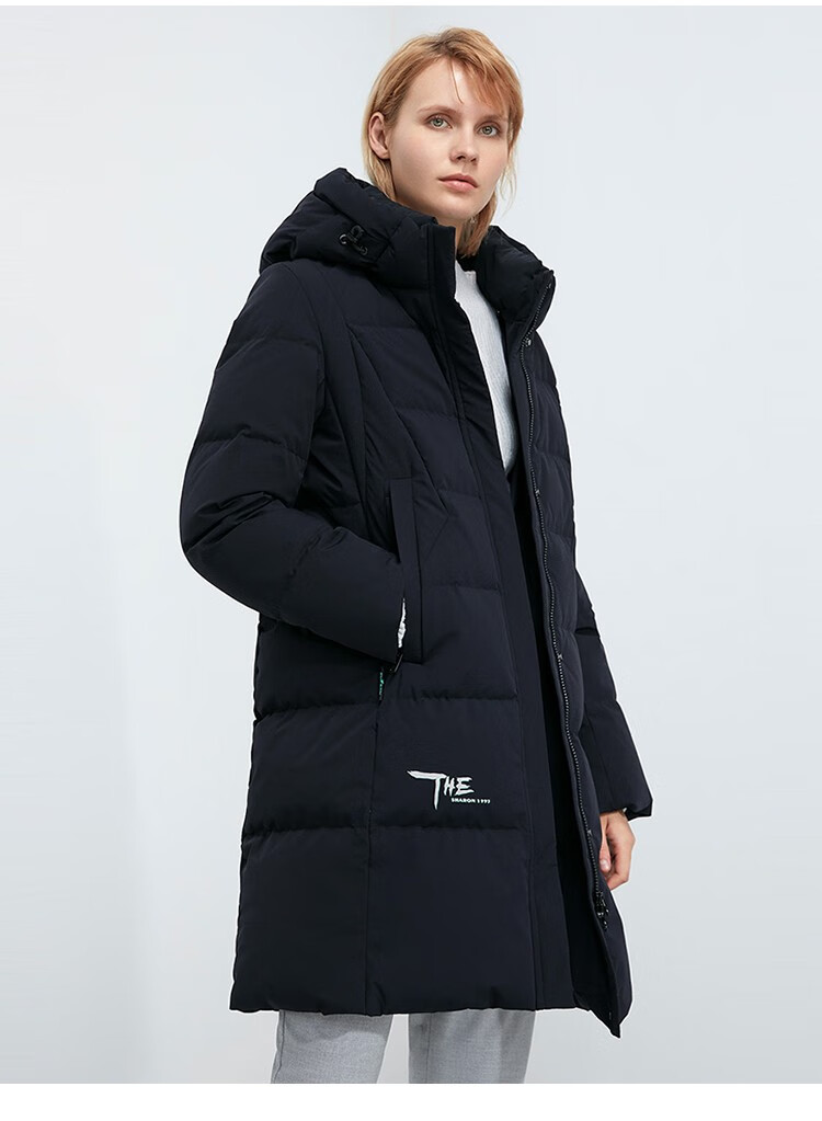 雪伦中长款羽绒服女2021新款秋冬外套商场同款11567天际蓝m165