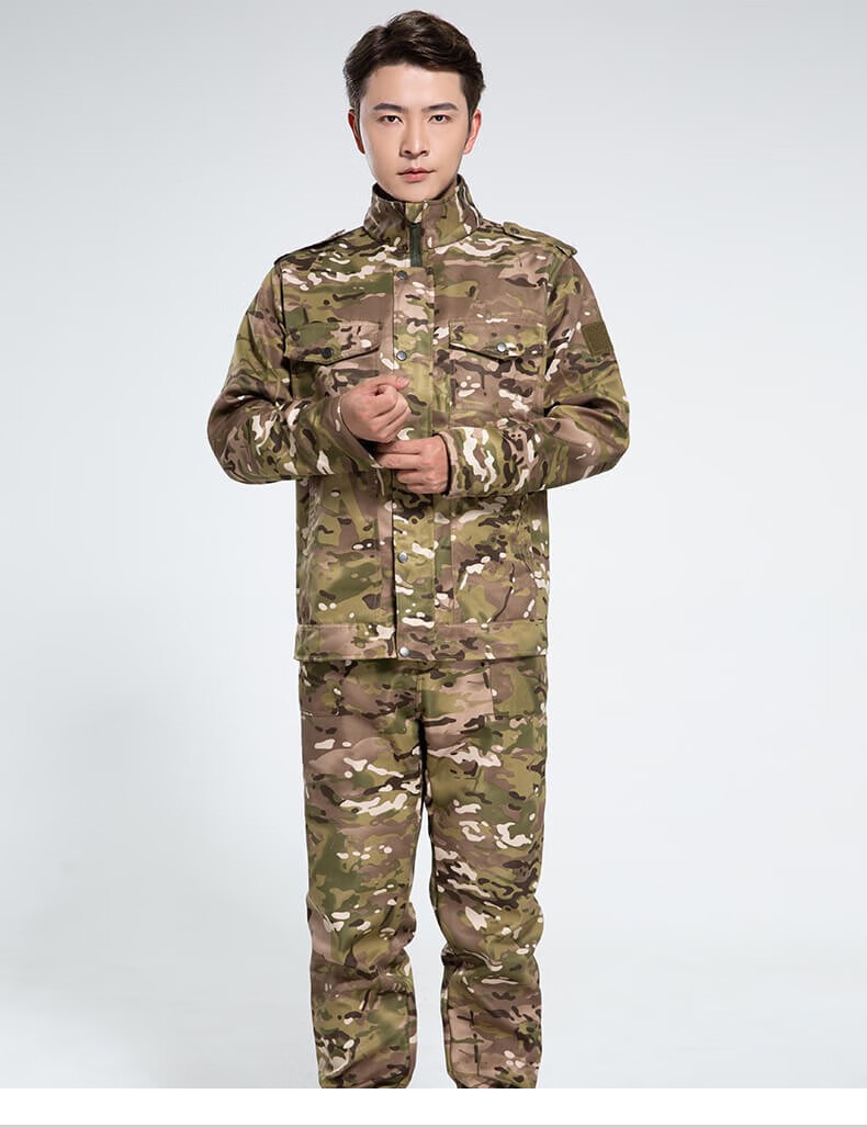 《儿童迷彩服套装秋冬加绒保暖外套户外运动军训冬令营训练服装 荣光
