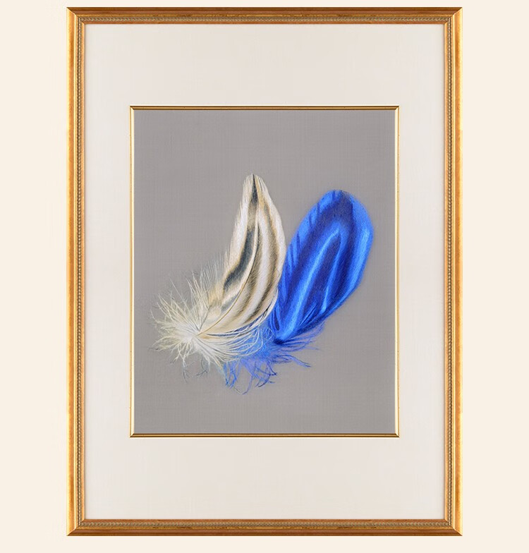 唯艺思佳 苏绣1-4丝精品刺绣画苏州特色纯手工刺绣成品挂画羽毛新中式