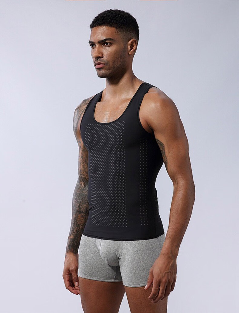 男士塑身衣背心收腹束腰塑形束身塑形衣男黑色xl
