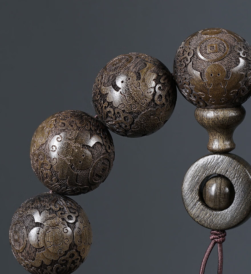 【知善堂】【福在眼前】时来运转20mm金丝楠阴沉木红木文玩手串多库存