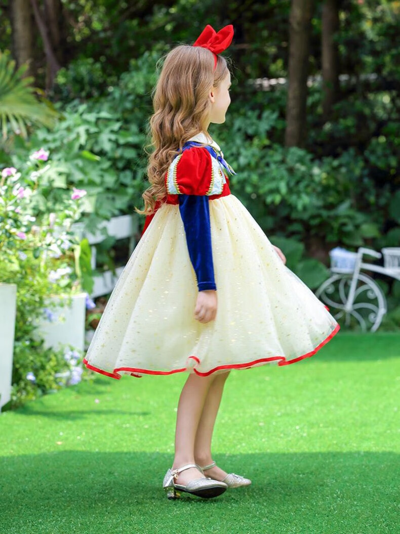 中二班儿童白雪公主连衣裙女童公主裙白雪公主礼服裙万圣节表演服