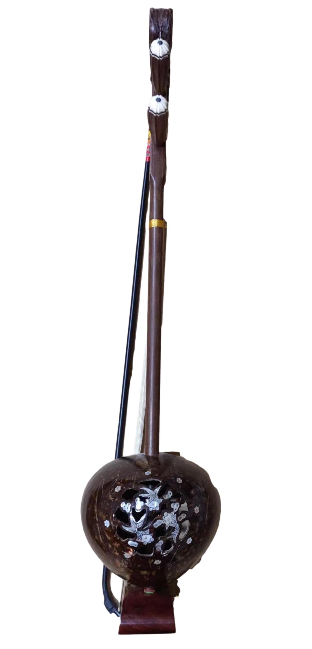 精制椰胡 潮州/潮汕/椰胡乐器/贝雕椰胡/广东椰胡 鲤鱼贝雕椰胡