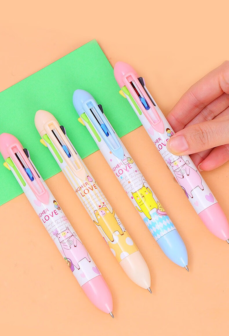 真彩七色圆珠笔按压式多色笔合一多功能可爱少女心彩色画重点打标记