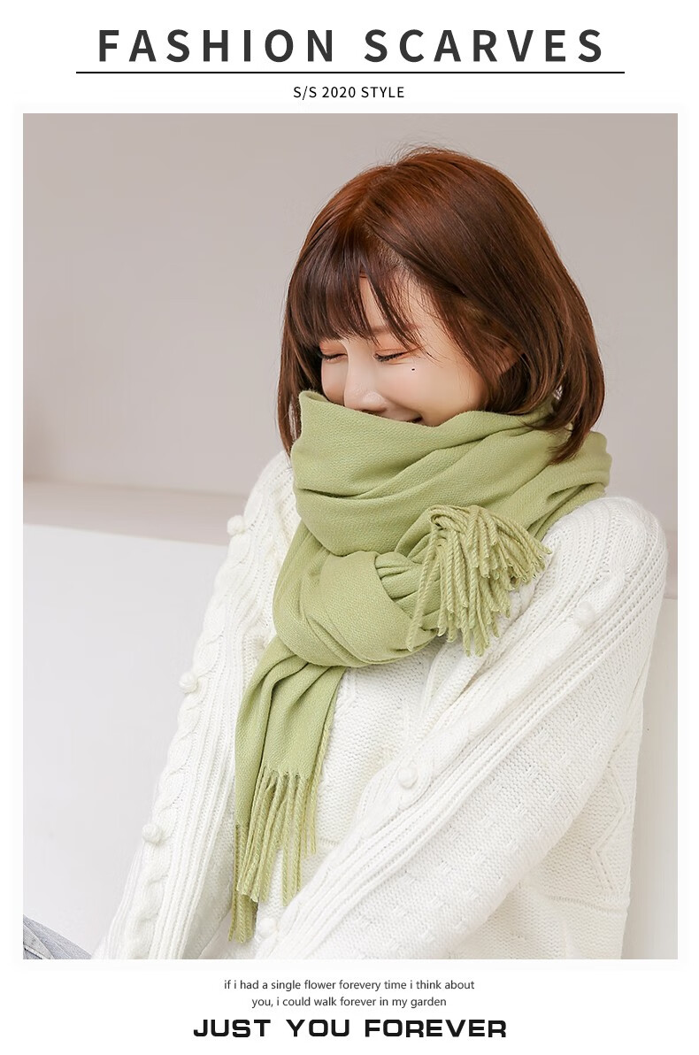 猛仕将围巾女冬季纯色百搭学生青年加厚保暖围巾披肩两用珊瑚红