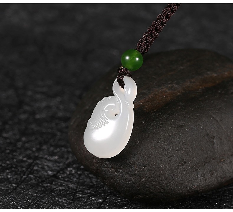 星星草和田玉白玉鹅如意吊坠女玉石天鹅挂件小玉坠子忠贞不渝挂件