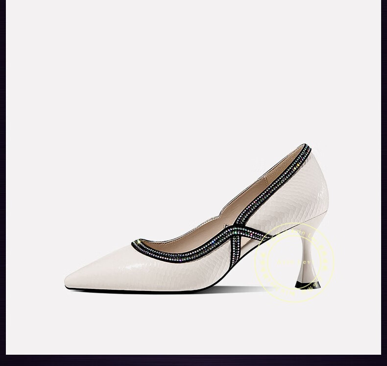 avinlevi轻奢品牌女鞋水钻镂空高跟单鞋女细跟尖头2022春季新款时尚亮