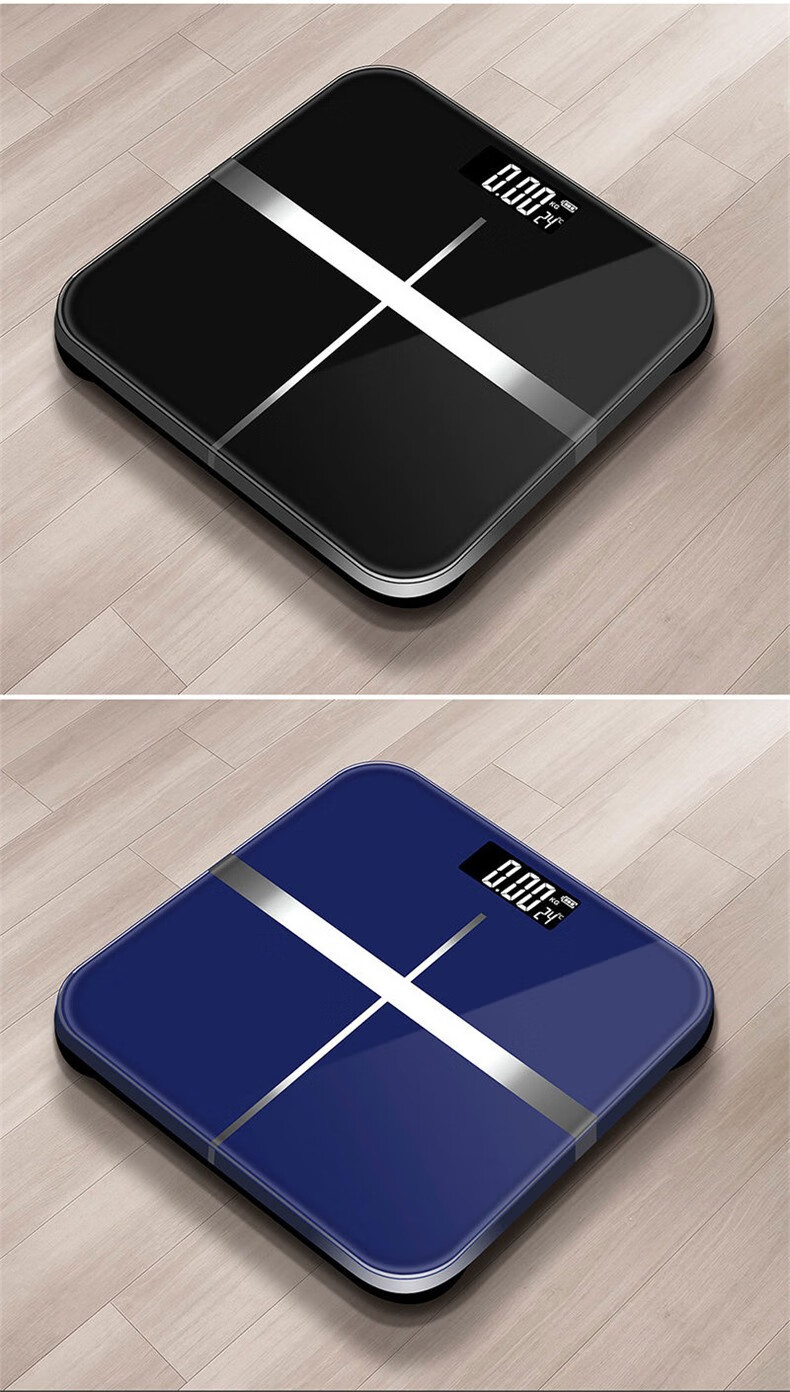 体重秤电子秤人体称重器家用学生成人可爱小型智能体脂秤 十字气质黑