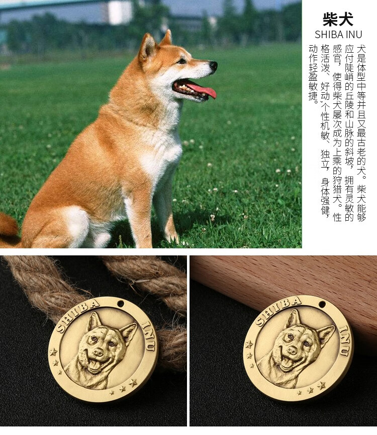 铜纪元狗牌定制宠物身份牌定做防丢狗牌纯铜浮雕双面免费刻字铸币工艺