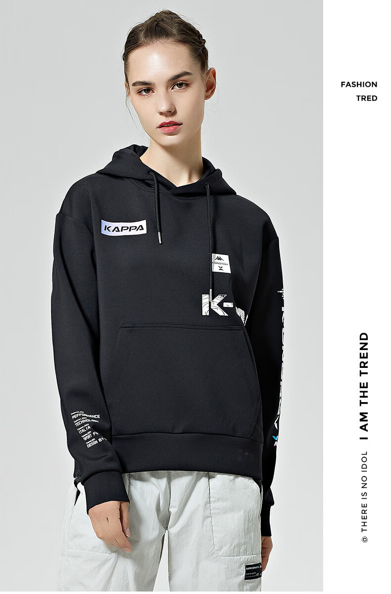 kappa卡帕套头帽衫新款秋冬女运动卫衣休闲外套长袖上衣k0a62mt02f