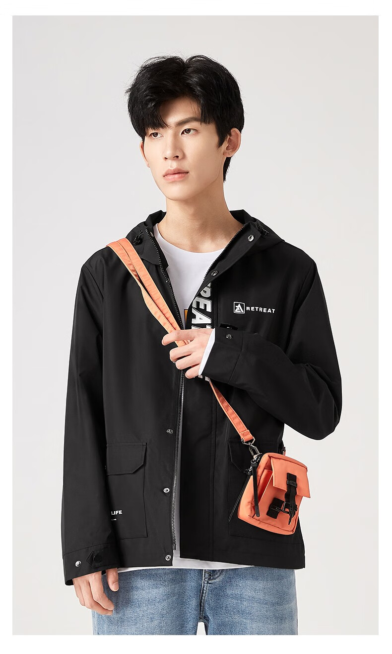 以纯线上品牌a21春季2021新款男装合体连帽长袖开胸夹层外套男士百搭