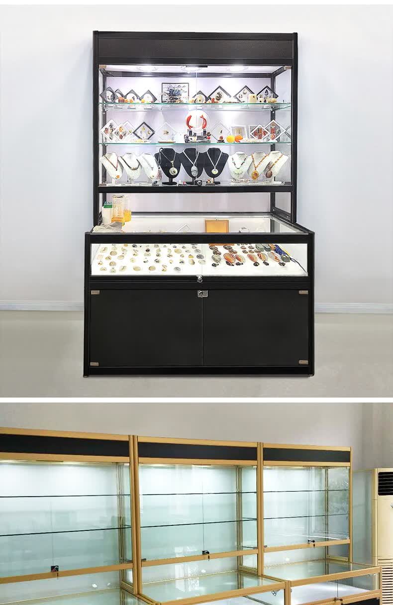 欣雪l型飘台珠宝展示柜黄金饰品柜金银玉器手镯翡翠玻璃柜子美容院