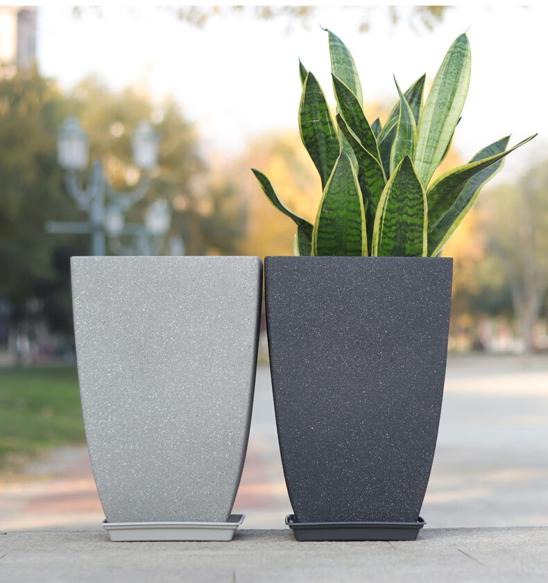 正方形花盆大号仿水泥室内客厅办公室发财树虎皮兰加厚塑料种植盆户外