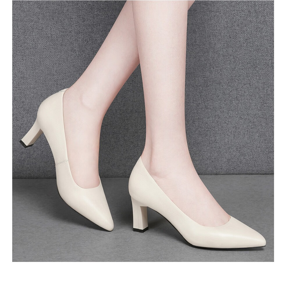 头层牛皮单鞋女2021秋季新款真皮女鞋子尖头细跟高跟鞋性感百搭浅口