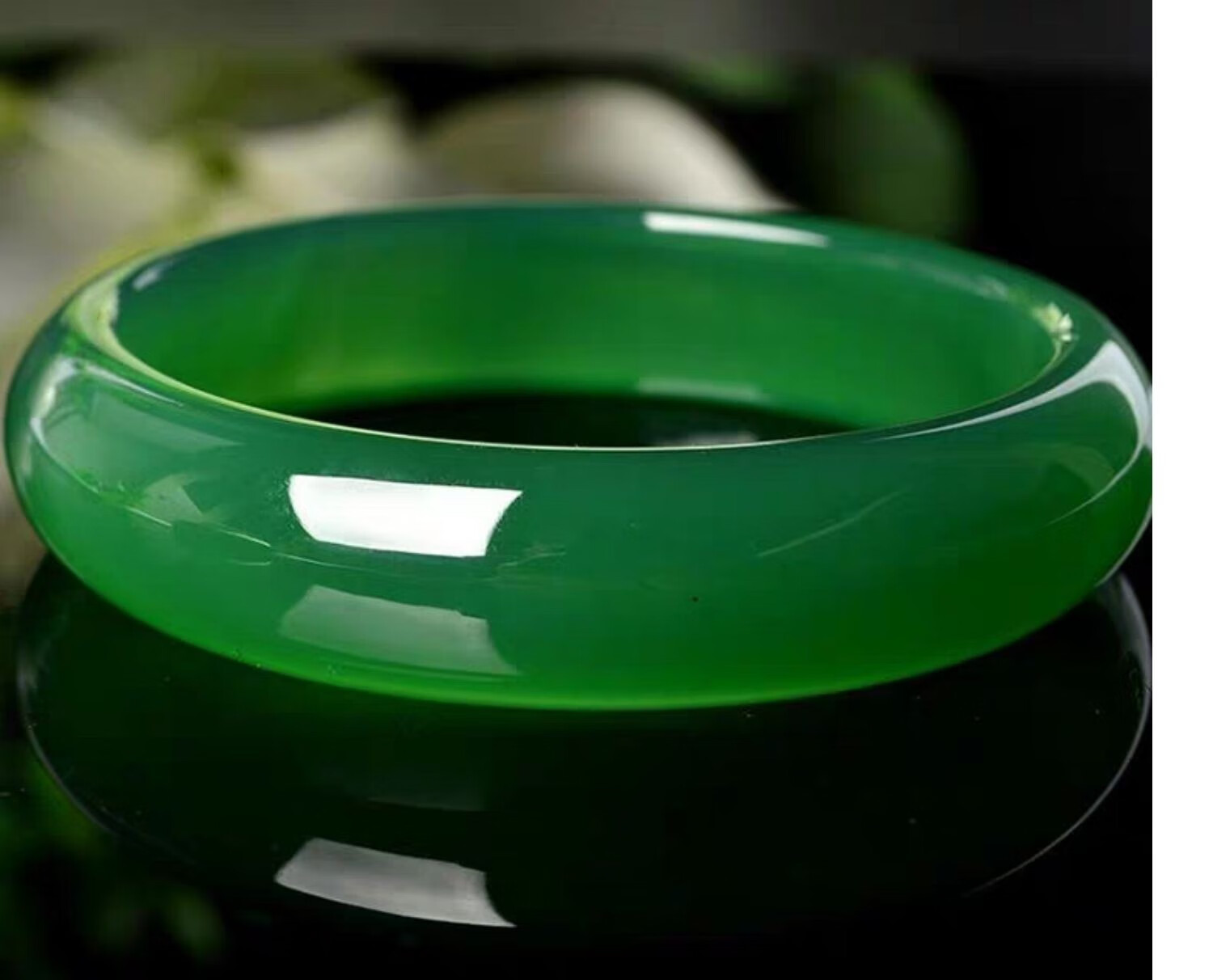 帝王绿玉髓手镯女款冰种玛瑙玉石玉镯子少女翡翠色炫石为玉镯附证书