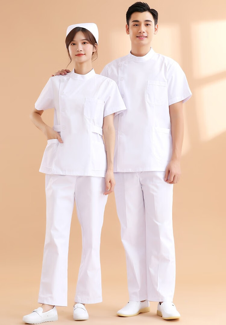 剑潭(jiantan)口腔牙科医生工作服女长袖蓝色圆领护士分体套装夏季