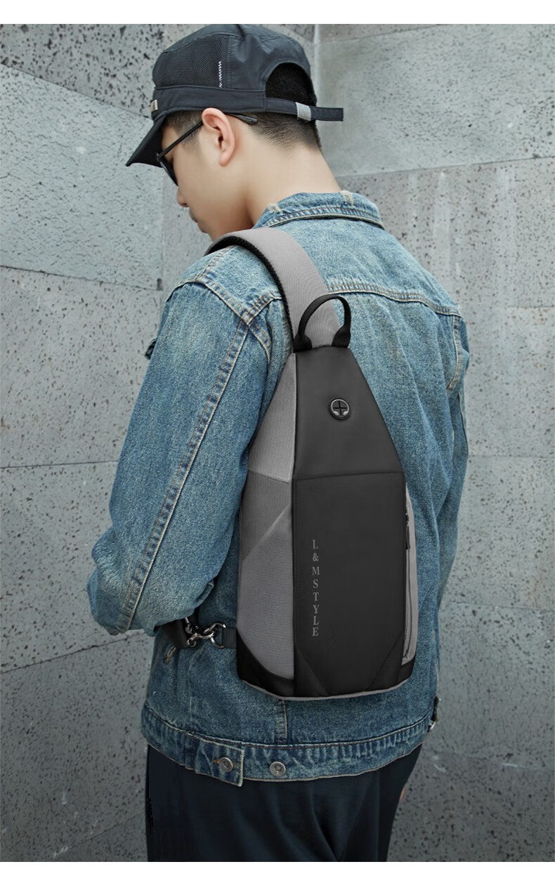 lm新款胸包男士包包简约单肩包斜挎包潮牌斜跨小背包休闲多功能男包