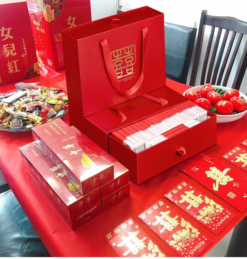 鹤彩 结婚聘礼订婚定亲礼盒10万创意提亲礼金包装盒箱子彩礼盒子 装