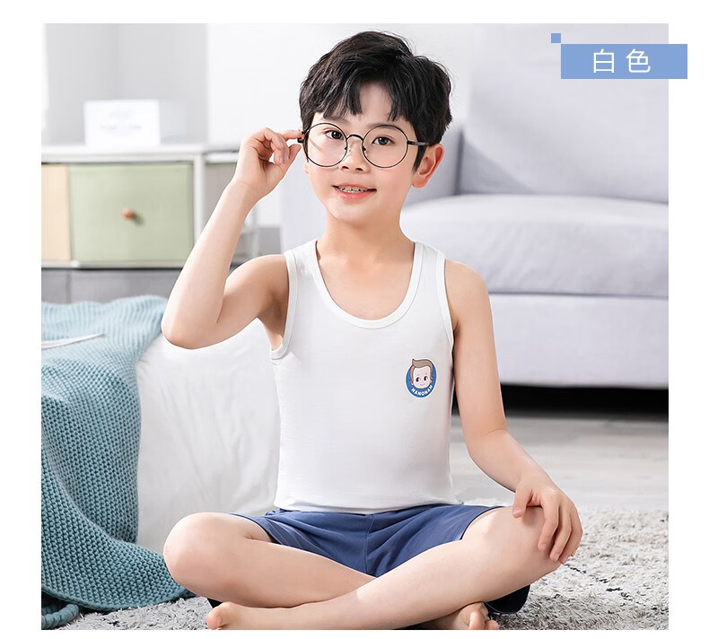 恒源祥儿童小背心夏季纯棉薄款男童宝宝小男孩中大童内穿打底背心3件