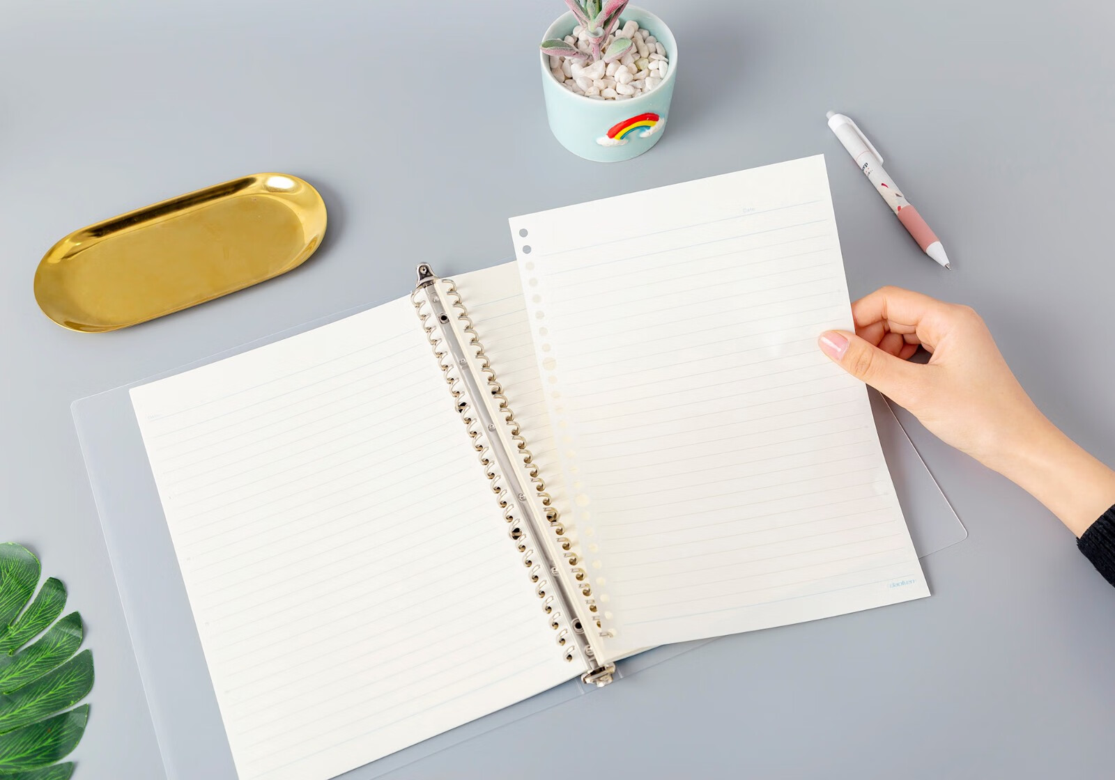 简约a5/b5 20/26孔横线方格铁圈可拆活页本活页夹a5b5方格活页本 a5