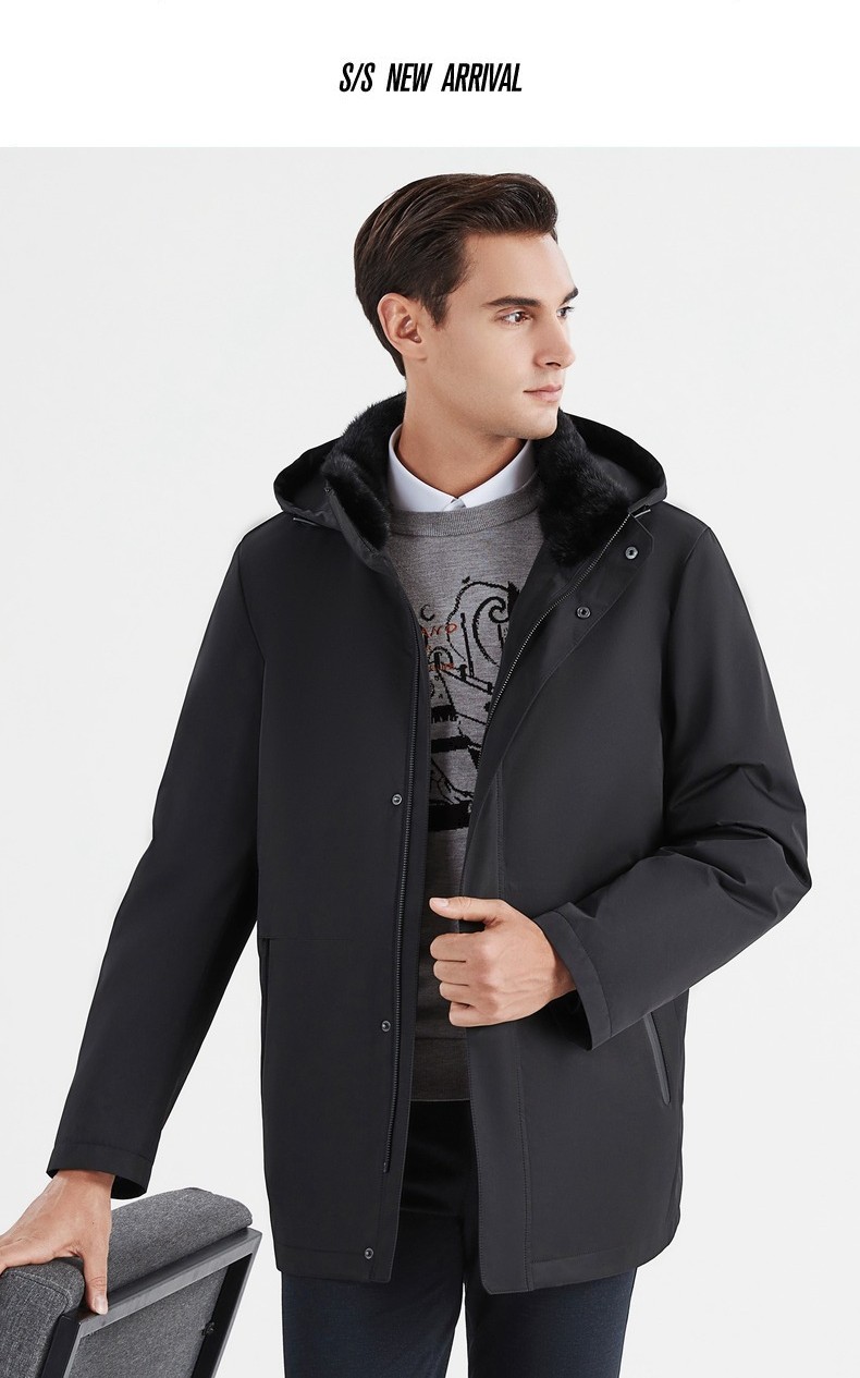 可拆卸内胆柒牌男装尼克服水貂毛领冬装外套2022新品加厚保暖中青年