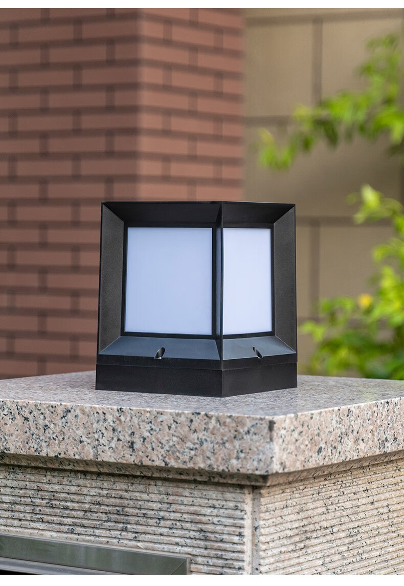 烁室太阳能柱头灯户外防水围墙庭院灯太阳能接电两用大门led现代简约