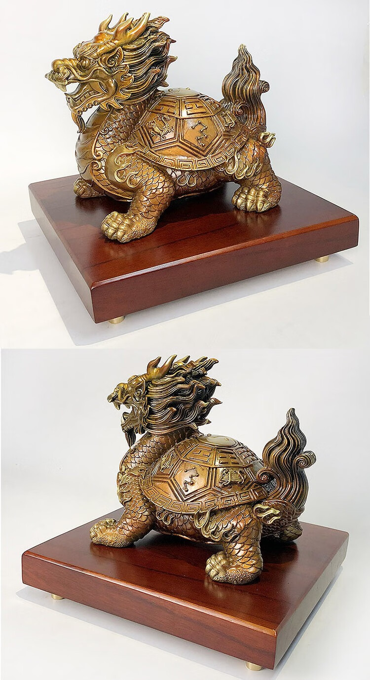 裕尚礼纯铜龙龟摆件八卦龙头龟风水转运工艺品办公室家居客厅玄关装饰