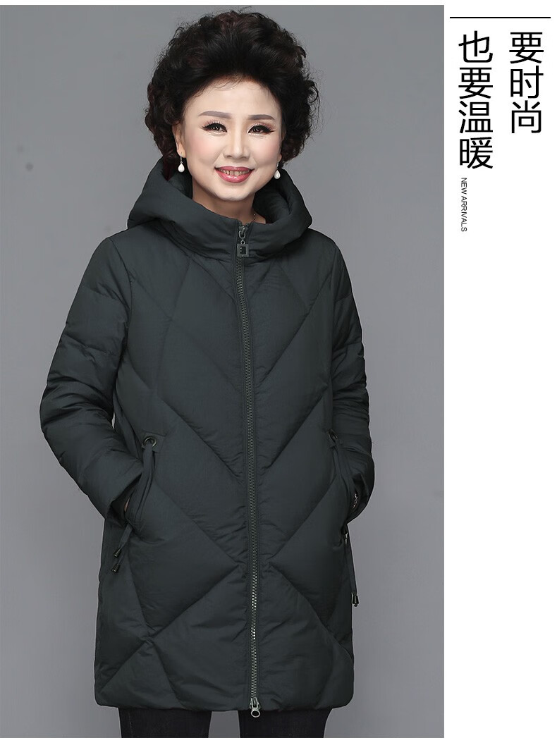 女装棉衣中长款服老年人大码秋冬季奶奶装棉袄dlts1962灰绿色l建议105