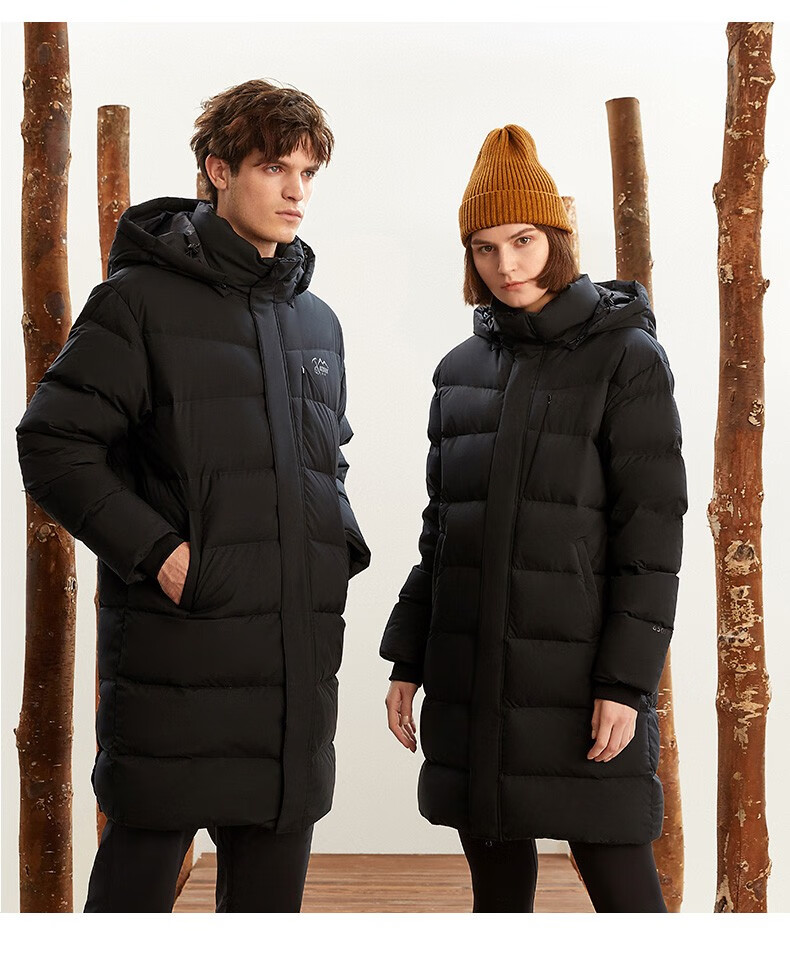 ozark奥索卡户外羽绒服男女长款防风鹅绒羽绒服155820土灰蓝216尺码偏