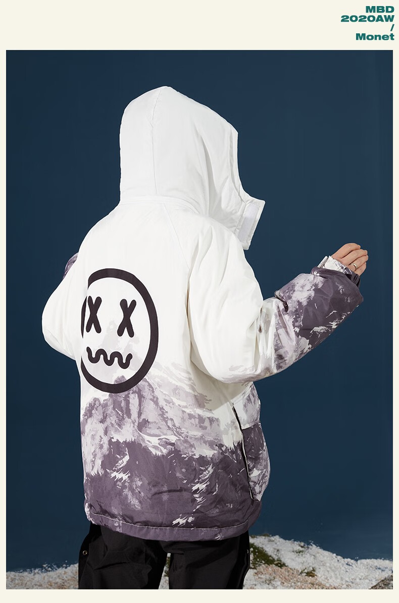 国潮专营mbdlikebeaster小恶魔笑脸雪山羽绒服男潮牌情侣同款休闲冬季