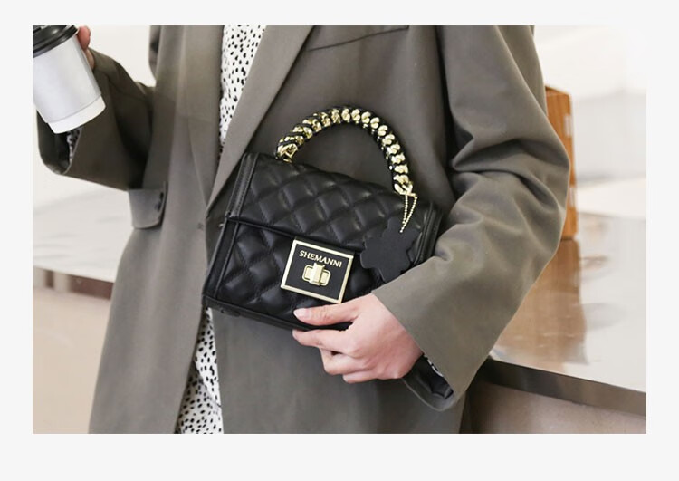 奢曼妮品牌包包女包时尚单肩斜挎手提包box百搭女包8855黑色