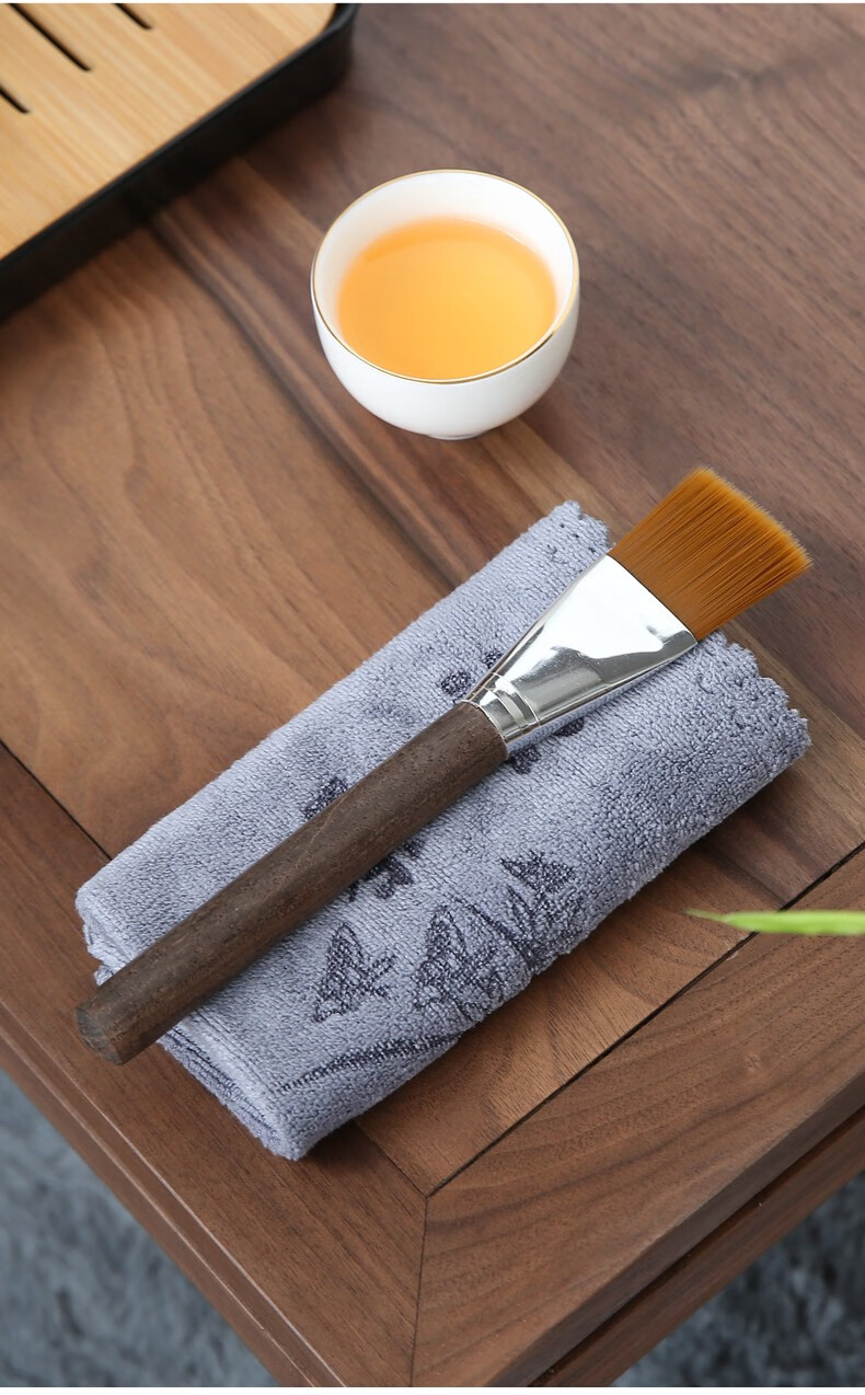 韵中水墨茶刷养壶笔功夫茶具笔刷毛刷茶扫笔不掉毛茶道配件黑檀木花梨